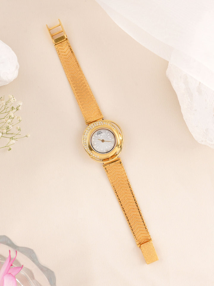 Trendy White Stone 'Titan Raga' Gold Watch