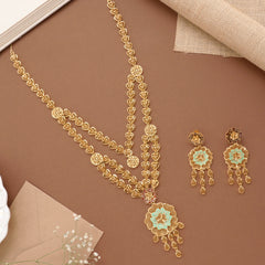Golden Double Layer Heart Turkey Necklace Set
