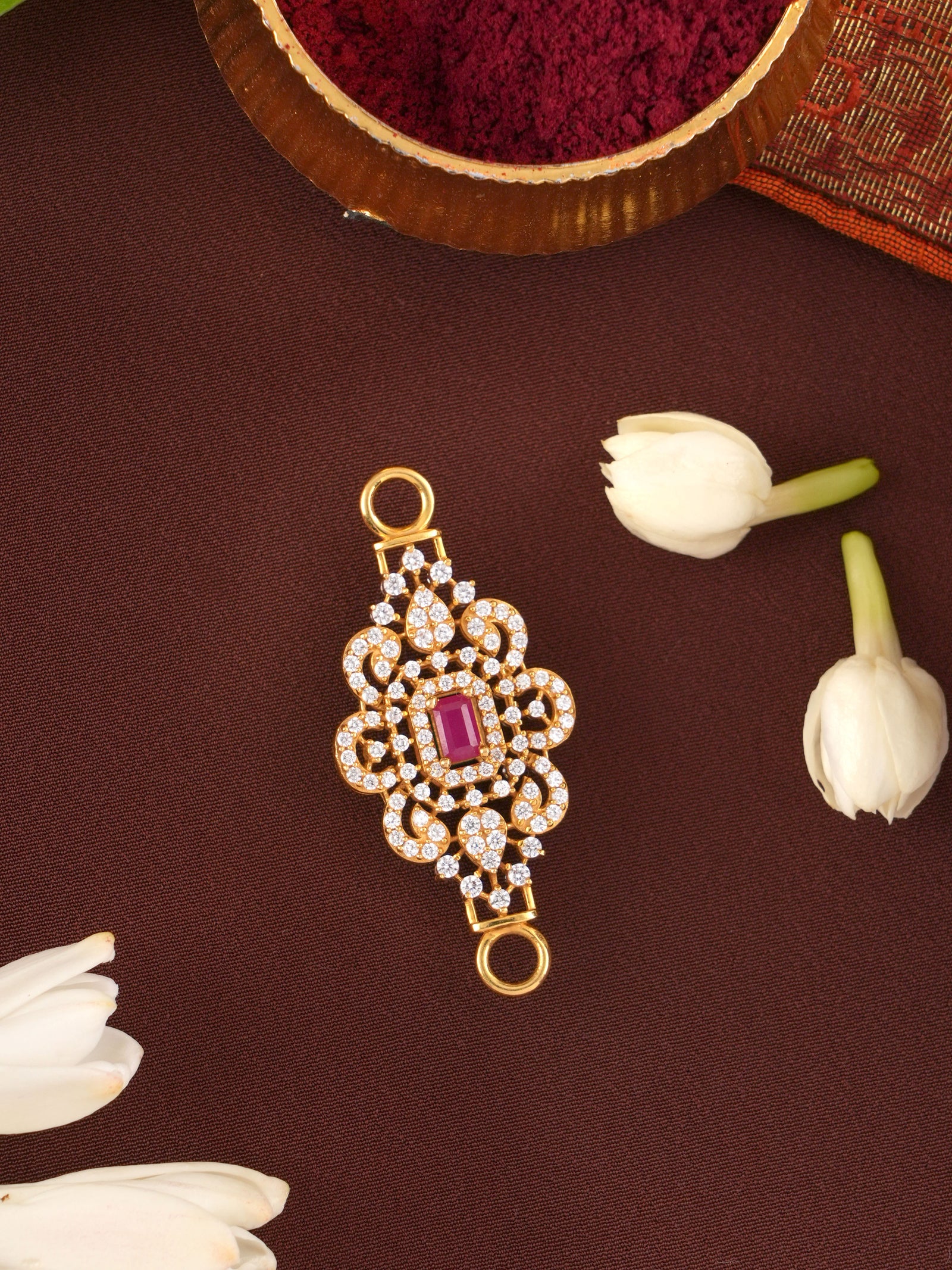 Traditional Ruby with White Stone Mugappu