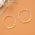Yellow Enamel Bead Baby Silver Bangle