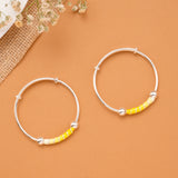 Yellow Enamel Bead Baby Silver Bangle