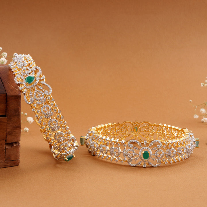 Leaf Emerald Floral Swarovski Bangle