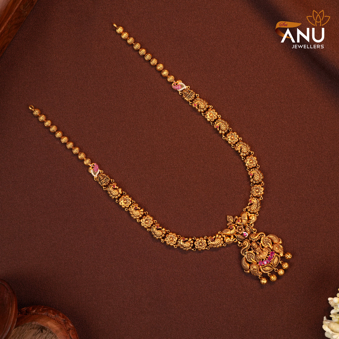 Antique Lakshmi Peacock Ruby Gold Haram