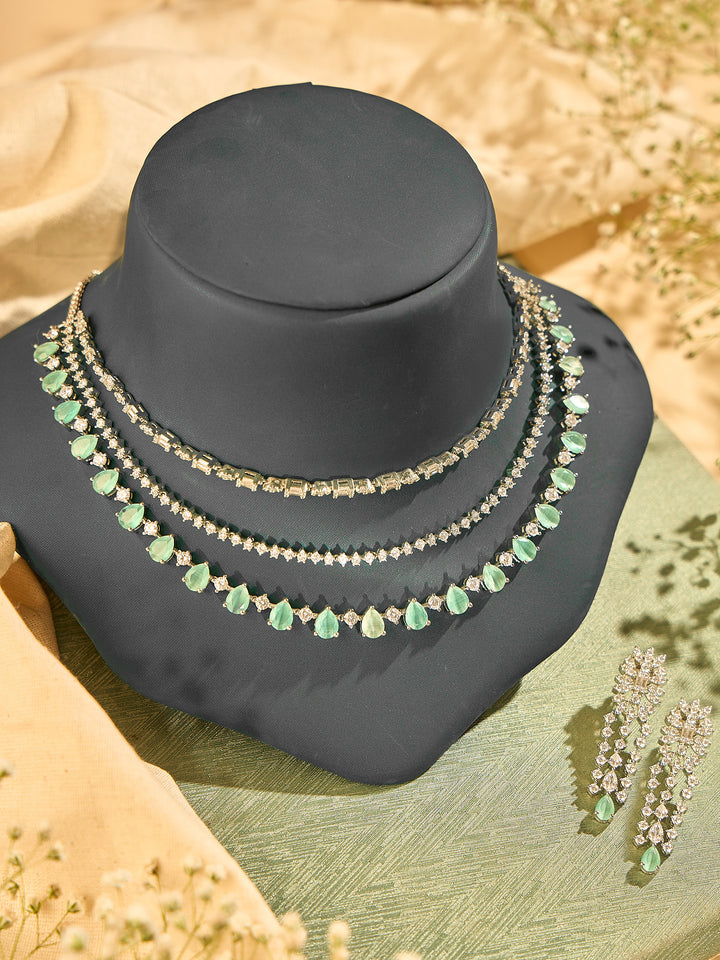 Green Cubic Crystal Necklace Set