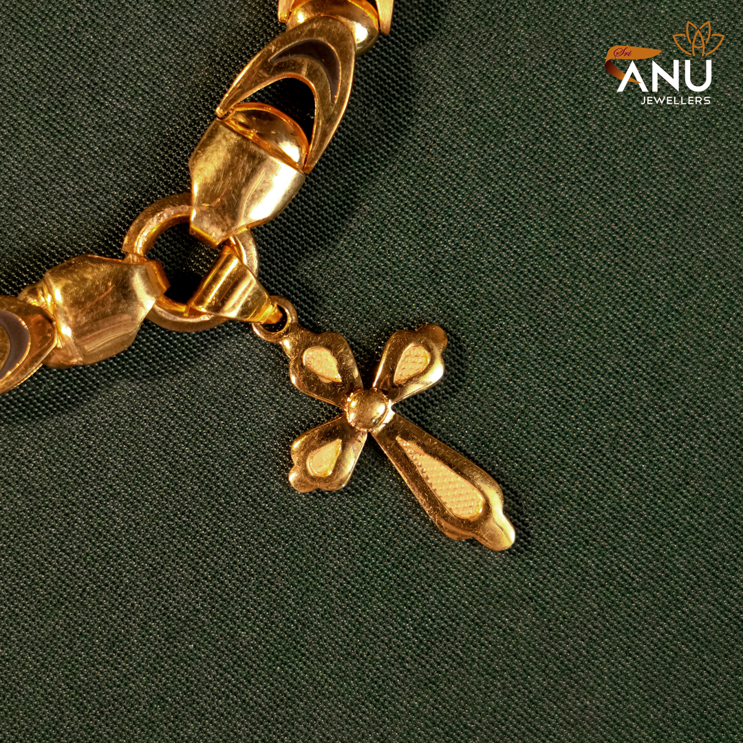 Customised Geometric Link Cross Pendant Gold Chain