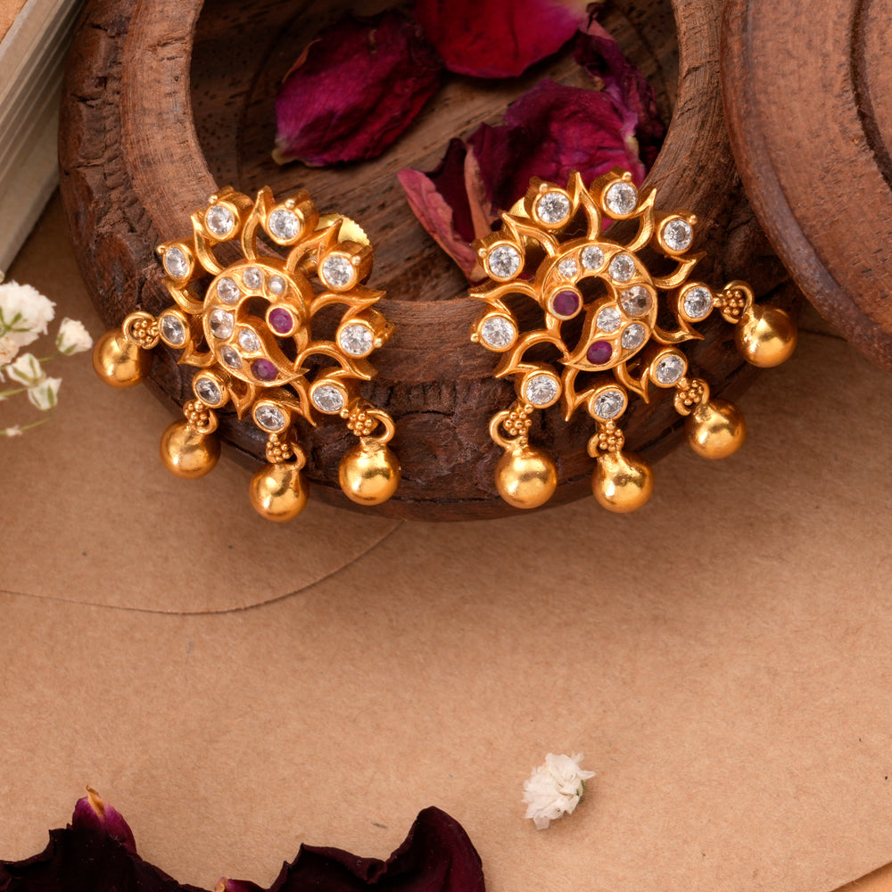 Peacock Design Nagas Golden Drops Earring