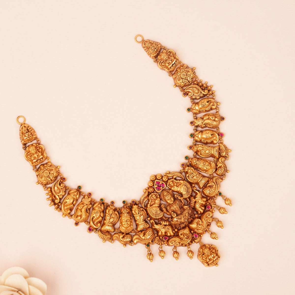 Antique Temple Gaja Lakshmi Gold Necklace