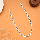 Dual Tone Black Silver Braided Chain