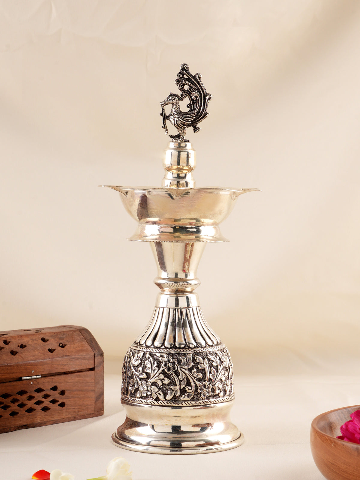 Ornate Silver Floral lamp