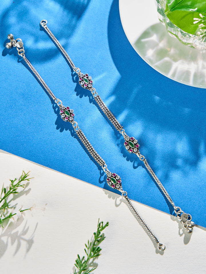 Emerald Halo Curve Antique Anklet