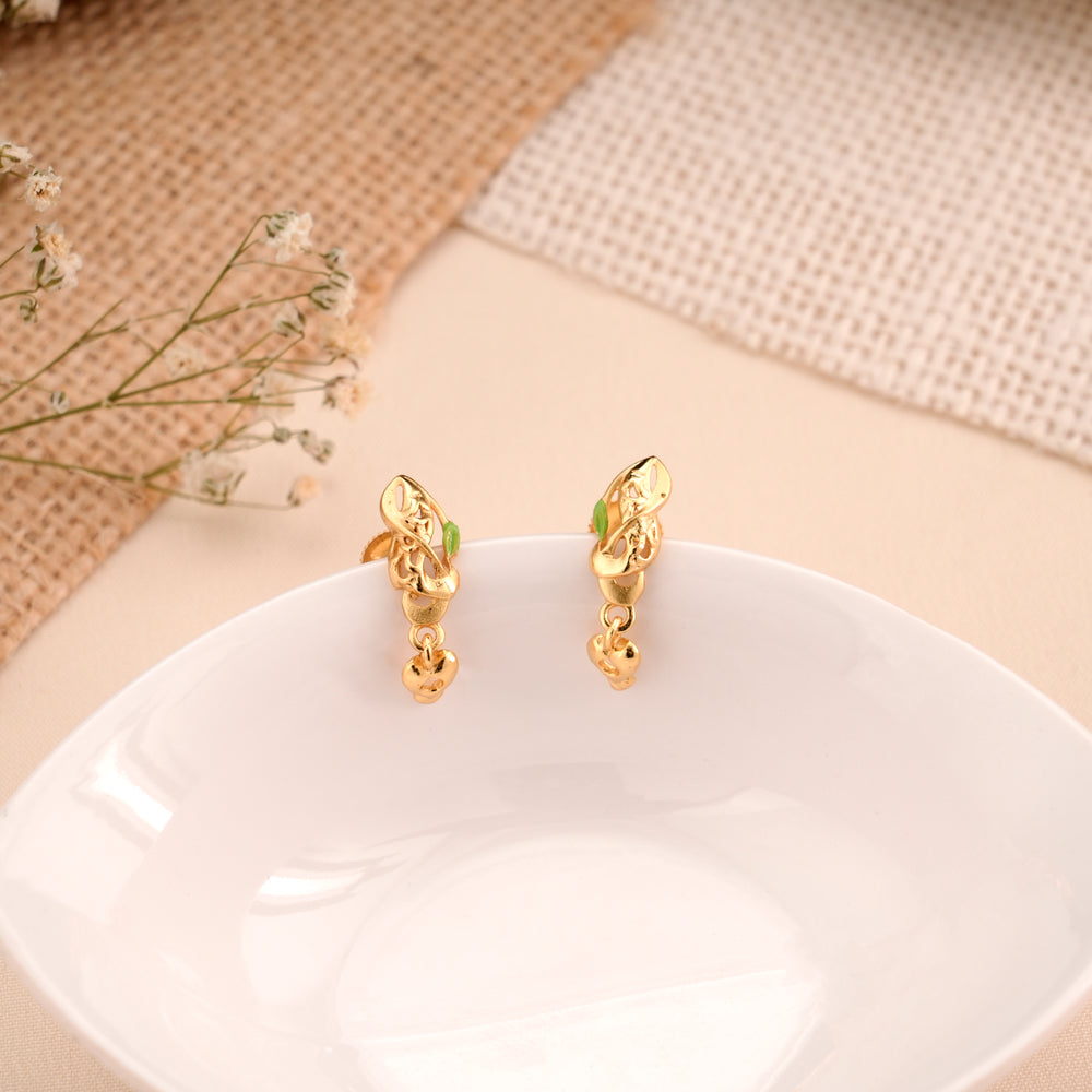 Mango Leaf Style Golden Drop Earrings