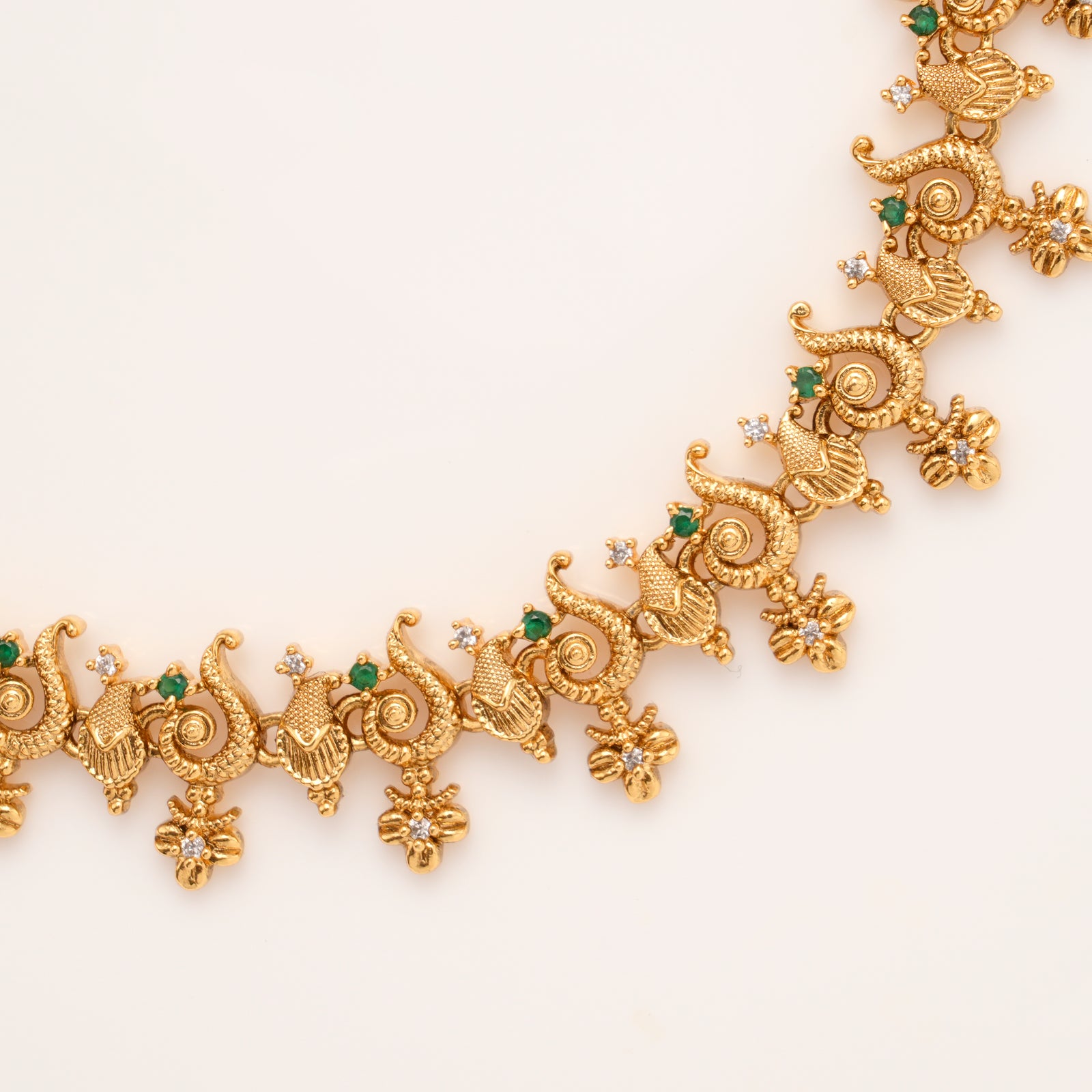 Elegant Peacock Floral Golden Necklace