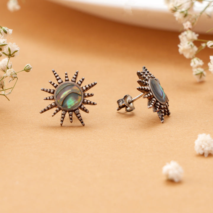 Sun Paua Shell Silver Stud