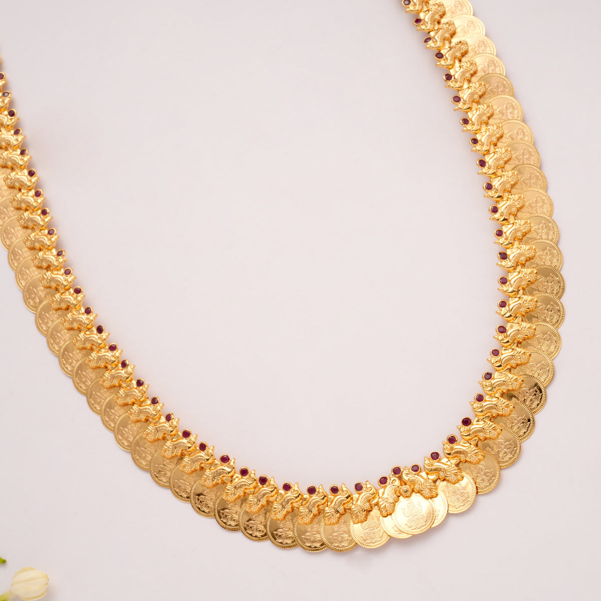 Classic Lakshmi Red Stone Golden Kasumalai