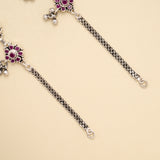 Ruby Blossom Drop Antique Silver Anklet