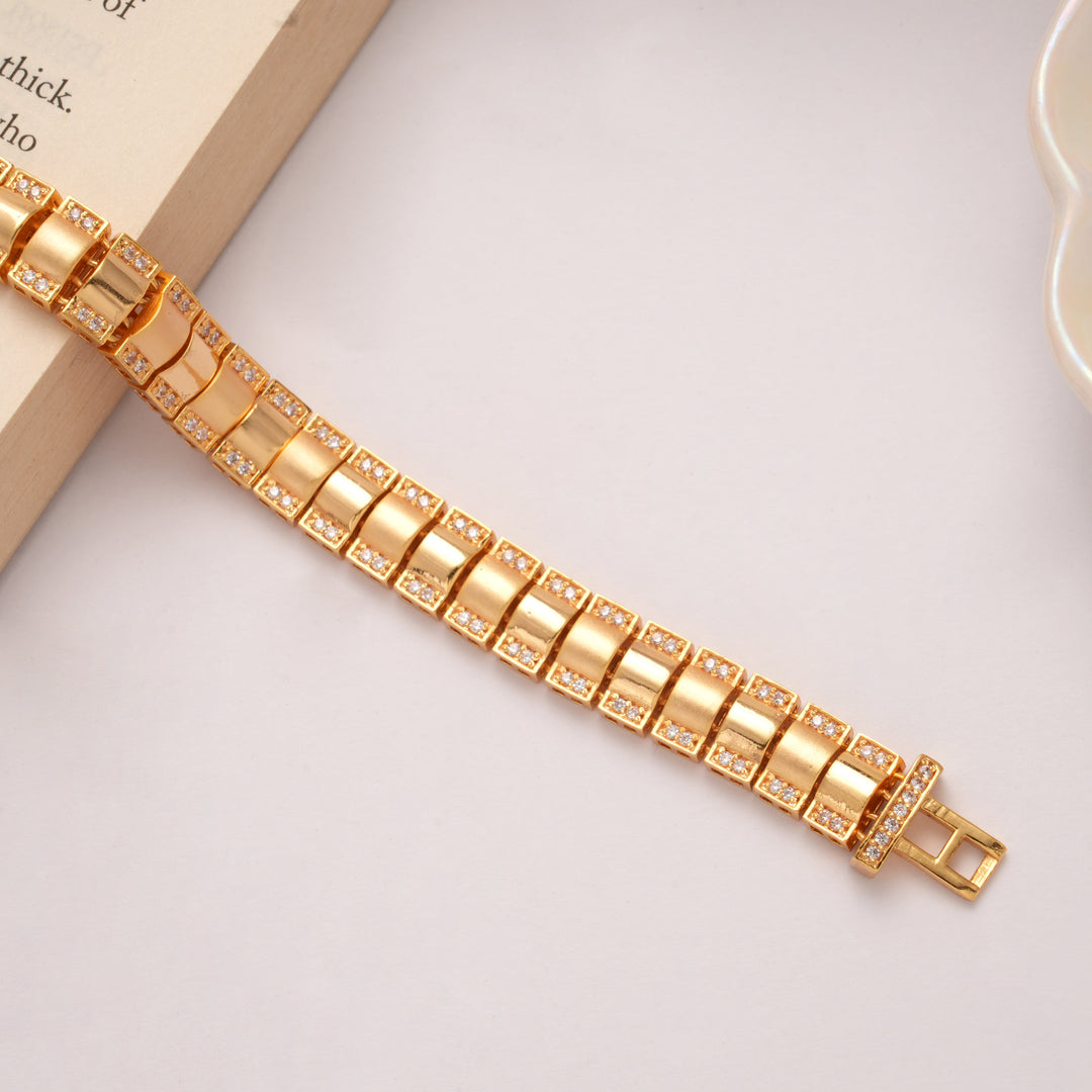 Geometric Pattern Golden Bracelet for Men