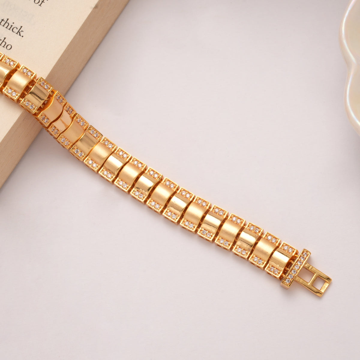 Geometric Pattern Golden Bracelet for Men