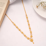 White Stone Leaf and Floral Golden Necklace Set