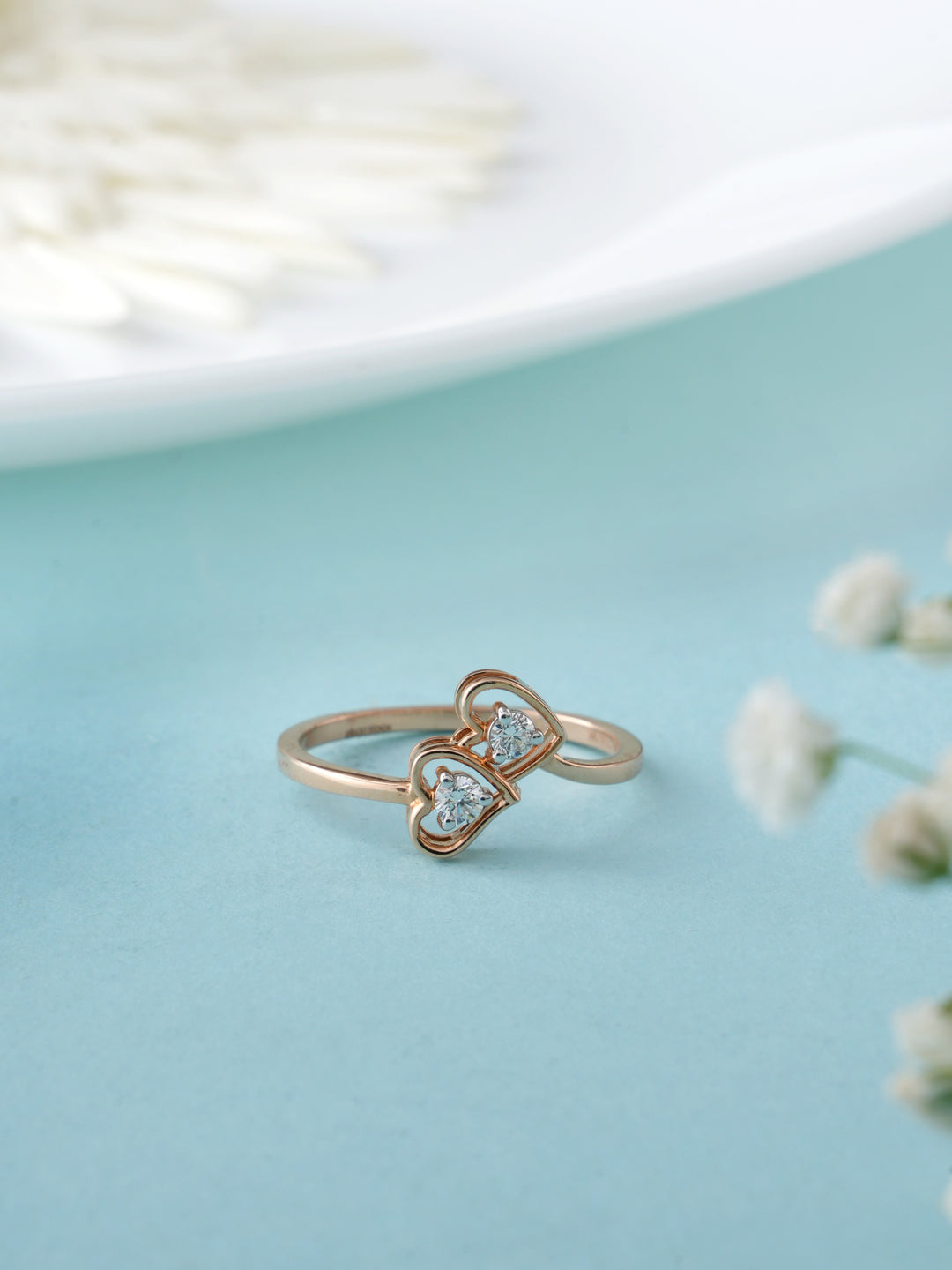 Elegant dual Heart Diamond Ring