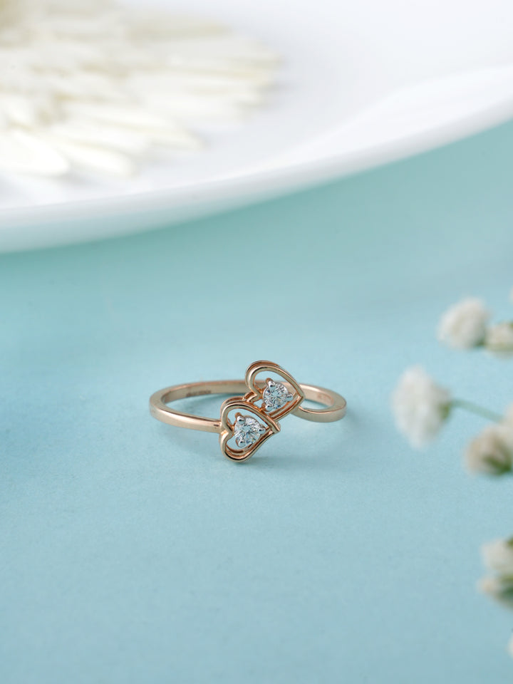 Elegant dual Heart Diamond Ring