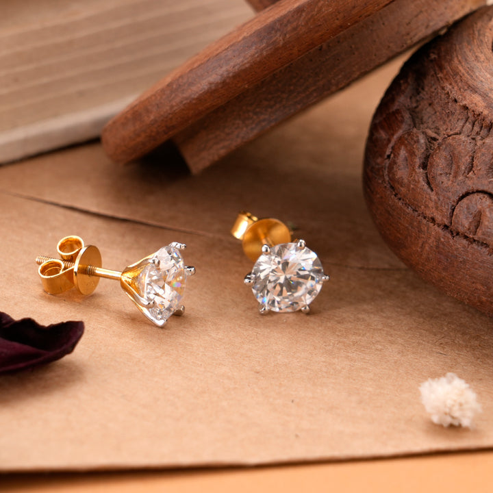 Single Moissanite Gold Plated Stud