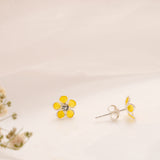 Silver Yellow Floral Bliss Stud