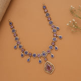 Elegant Purple Stone Golden Necklace Set