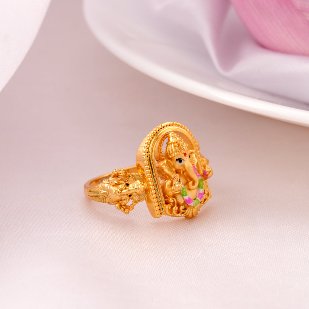 Traditional Gold Plated Ganesha Ring