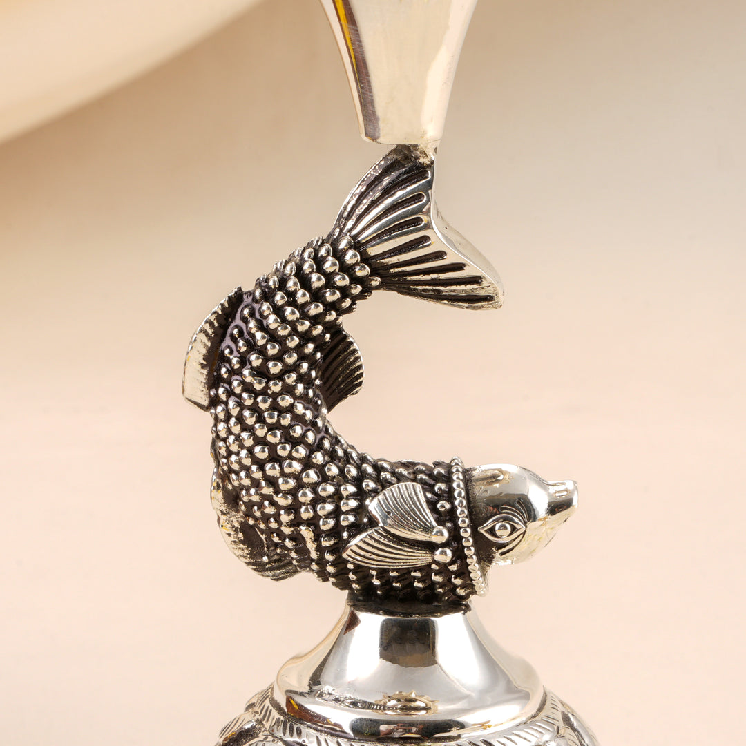 Elegant Antique Silver Fish Vilakku