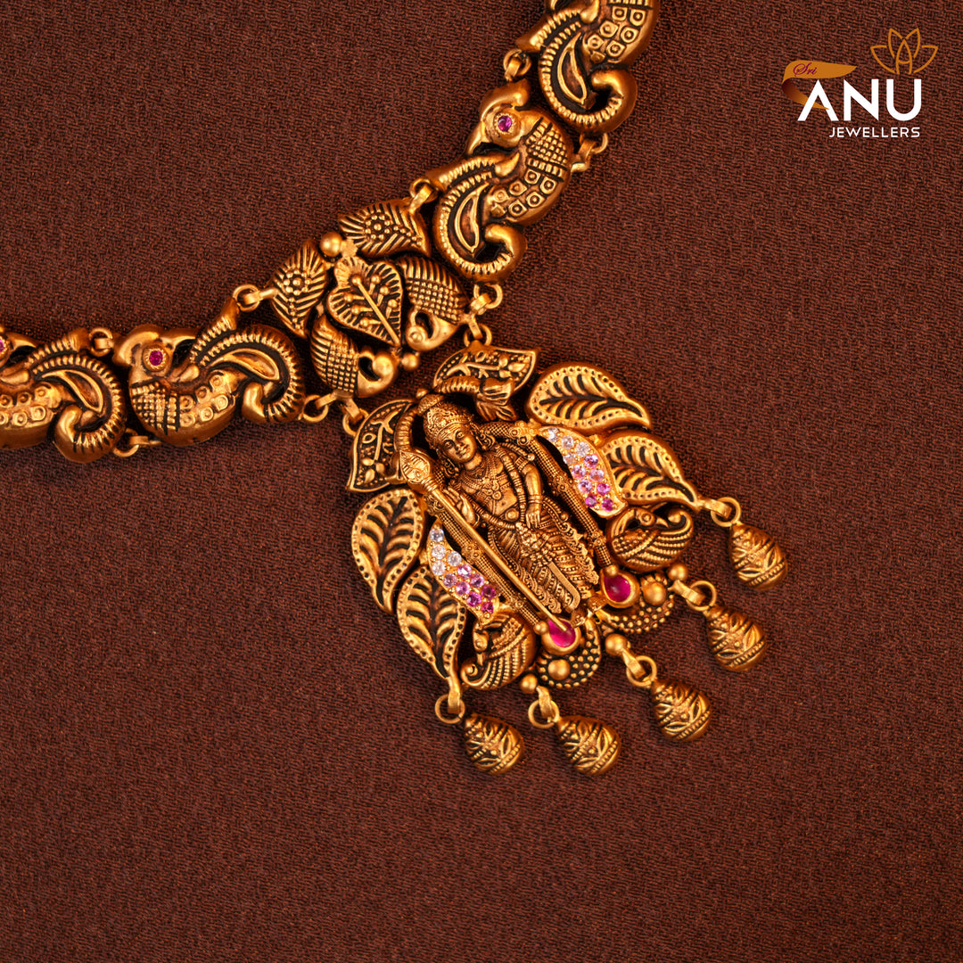 Divine Antique Murugan Gold Drops Necklace