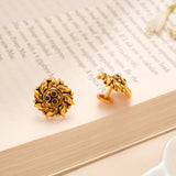 Classic Antique Leaf Swirl Golden Stud