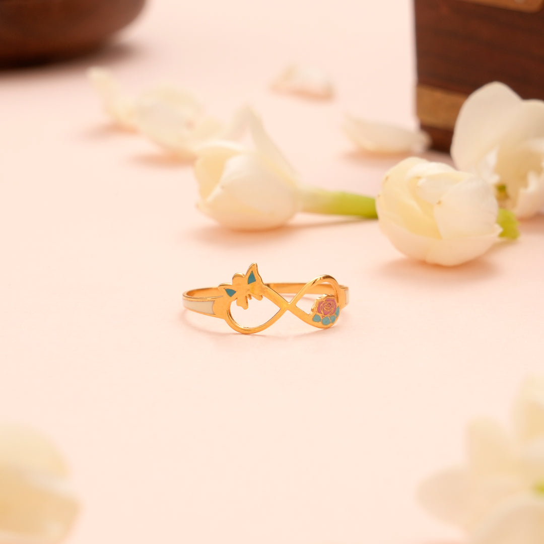 Infinity and Cute Butterfly Gold Ring