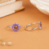 Classic Purple Sunflower Enamel Silver Fancy Metti
