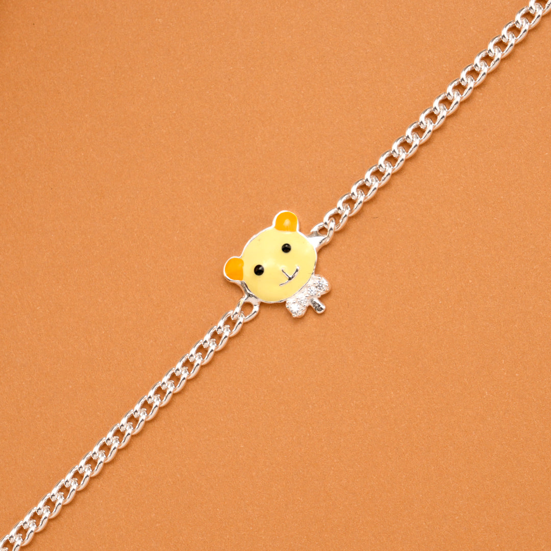 Tiny Yellow Enamel Doll Silver Baby Bracelet