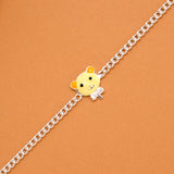 Tiny Yellow Enamel Doll Silver Baby Bracelet