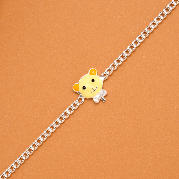Tiny Yellow Enamel Doll Silver Baby Bracelet