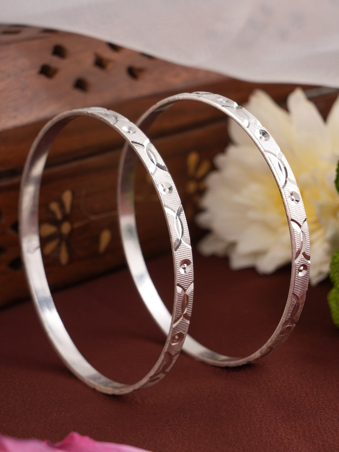 Artistic Laser Cut Silver Bangle