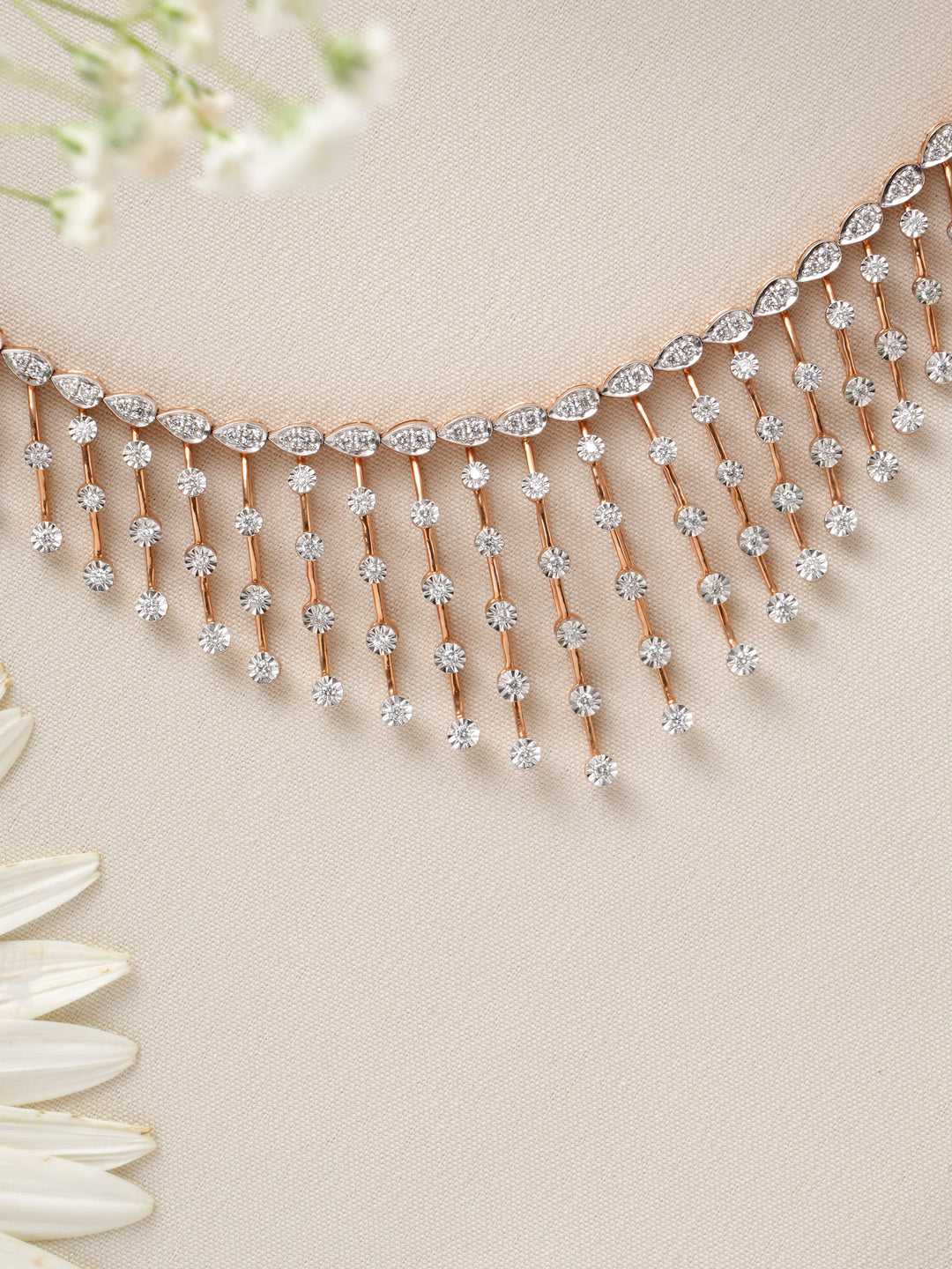 Diamond Rainfall Rose Gold Necklace