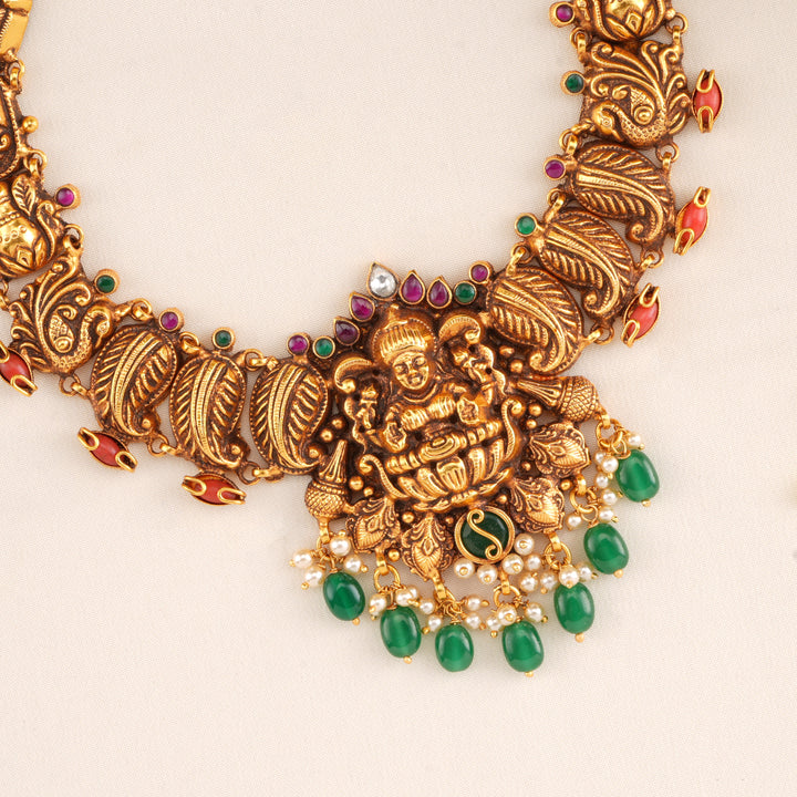Lakshmi Emerald Drop Nagas Necklace