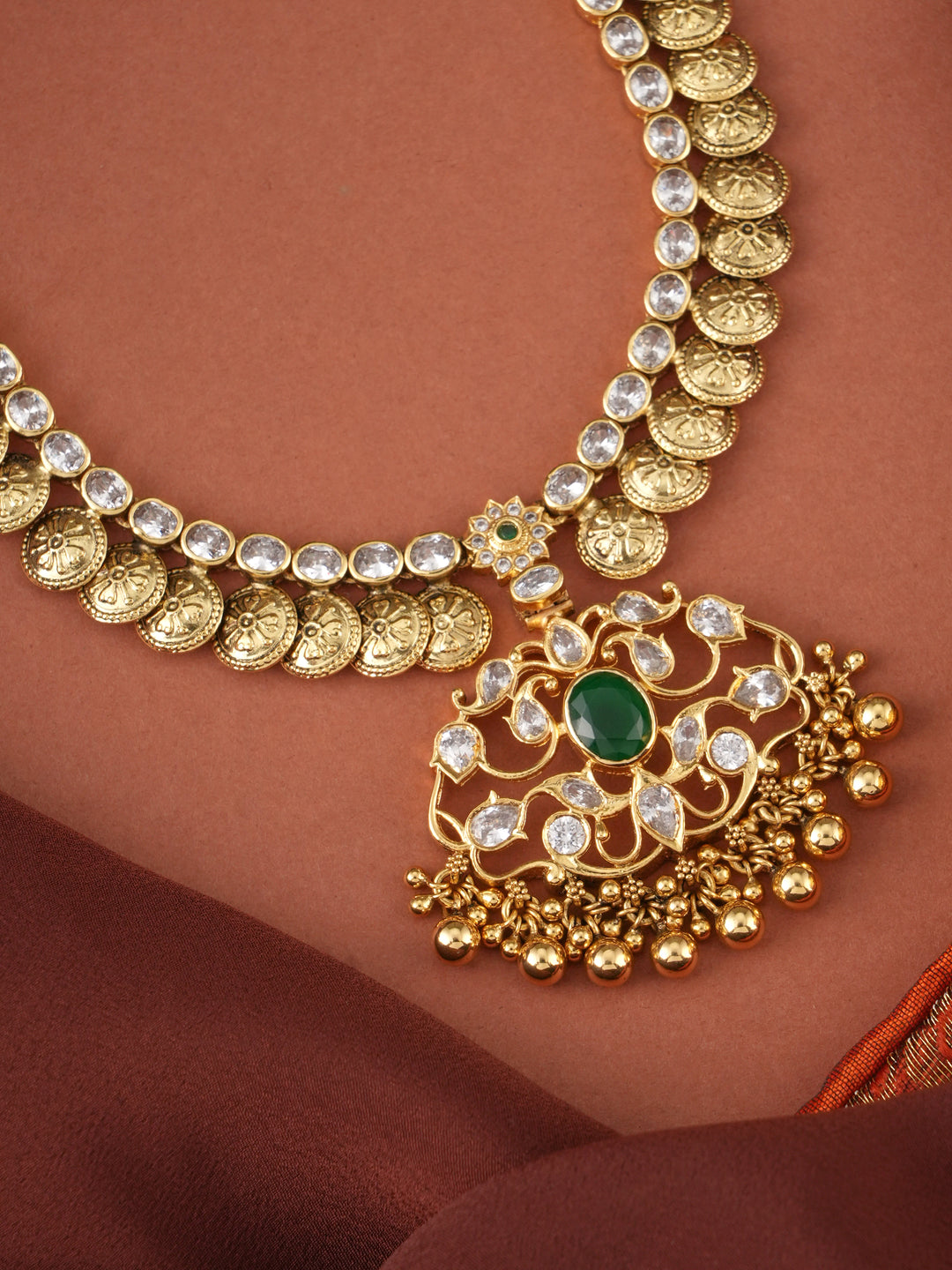 Polki Gold Plated Silver Nagas Haram