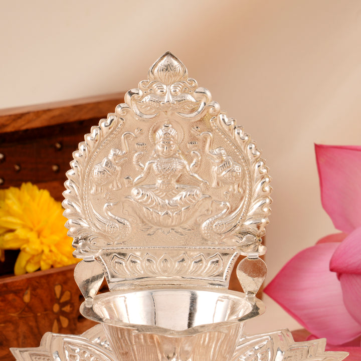 Silver Kamatchi Deepam with Lotus
