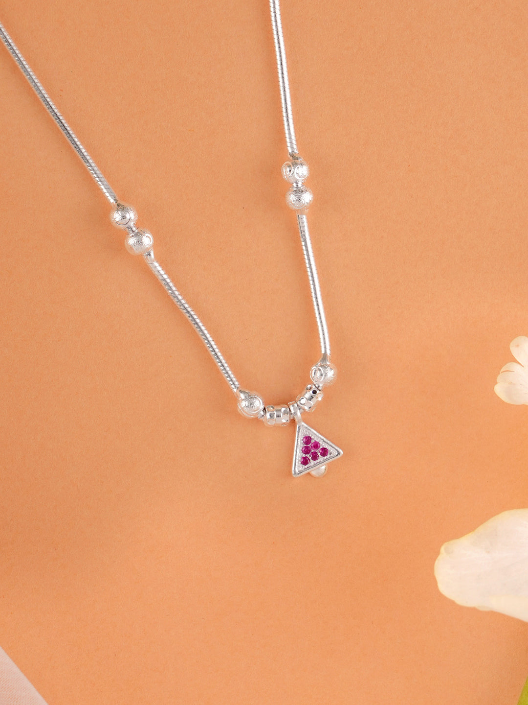 Balls with Triangle Pendant Silver Chain