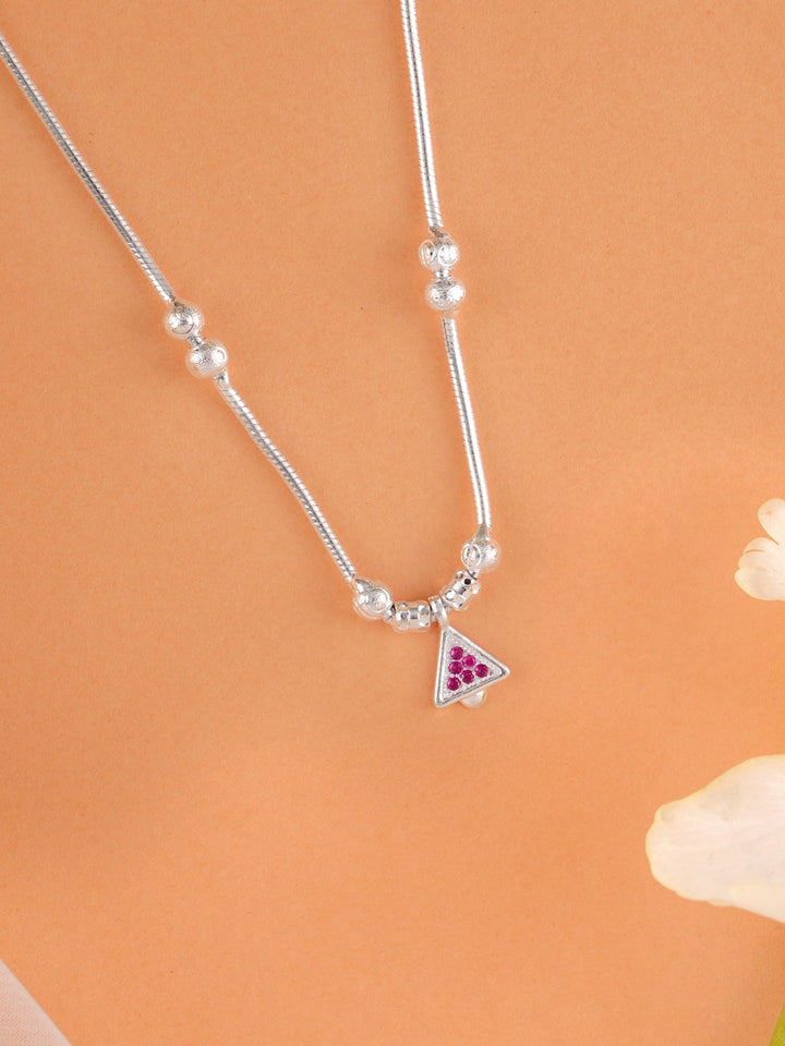 Balls with Triangle Pendant Silver Chain