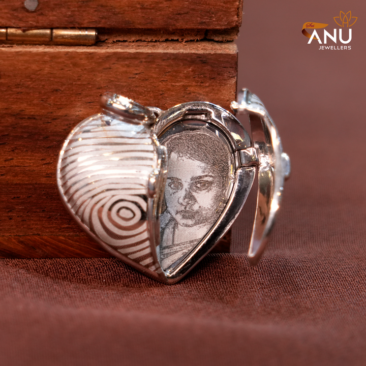 Customized Fingerprint & Photo Heart Platinum Pendant