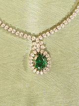 Crystal Drop Emerald Necklace Set