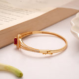 Tear Drop Ruby Stone Golden Kada