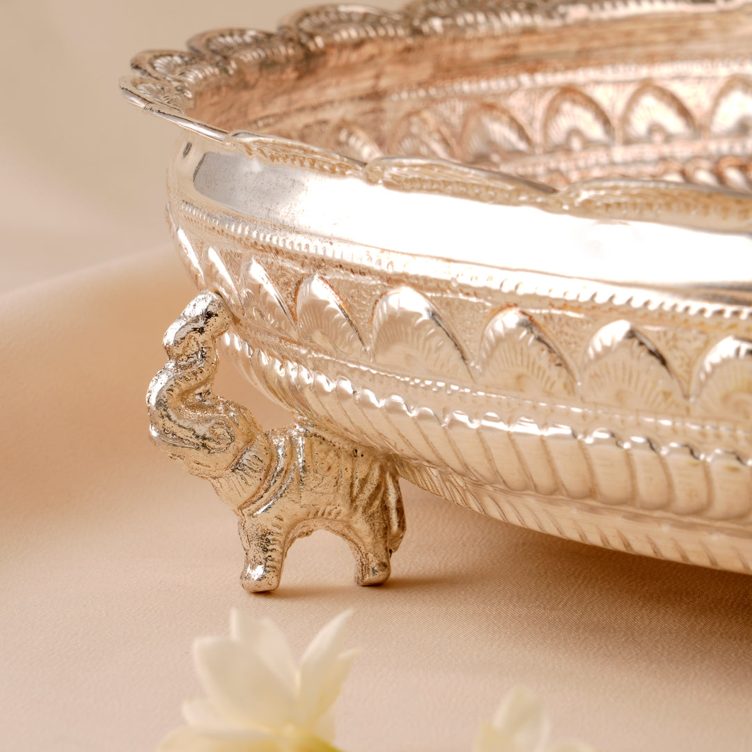 Elegant Round Silver Thamboolam Plate