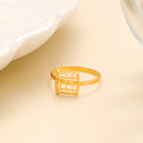 Geometric Square Grid Gold Ring