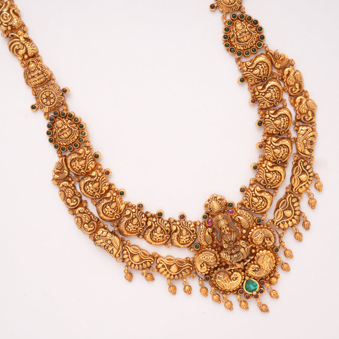 Grand Two Layer Lakshmi Devi Drops Golden Haram