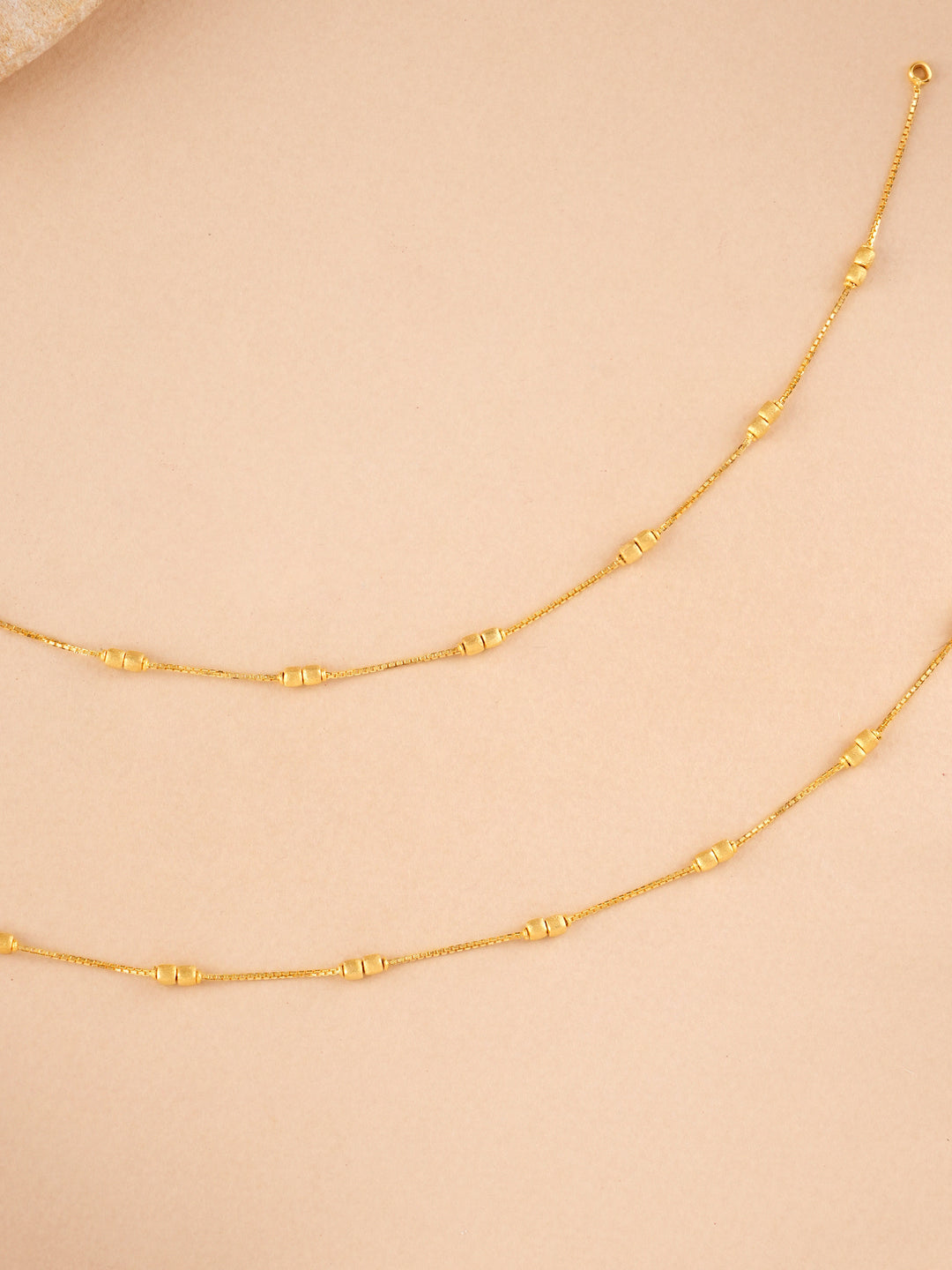 Fashionable Square Balls Gold Anklet